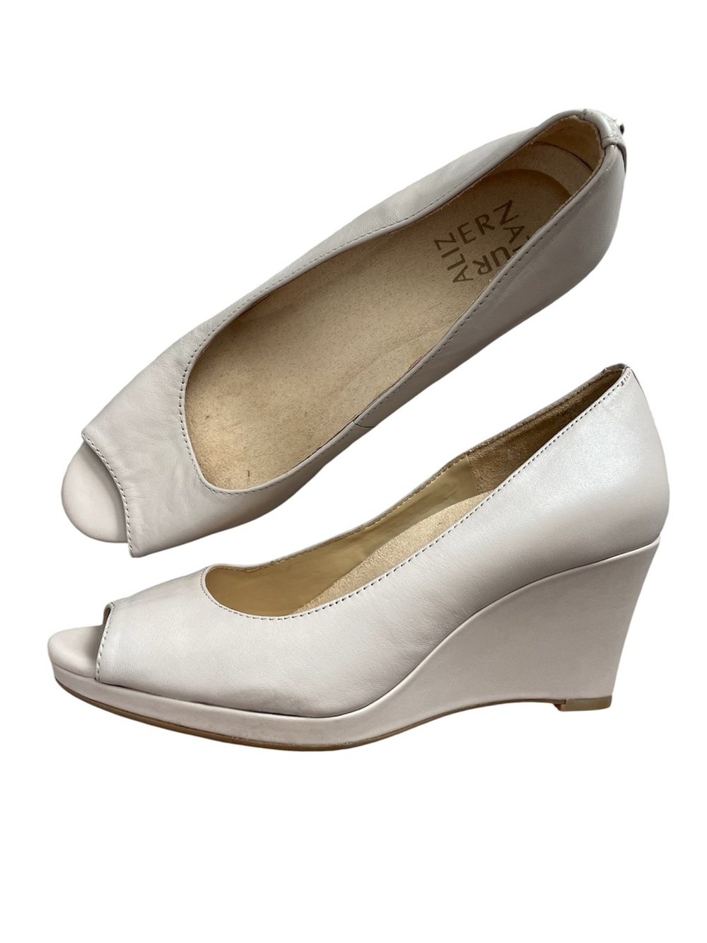 Naturalizer Women's White Peep-Toe Wedge Heels